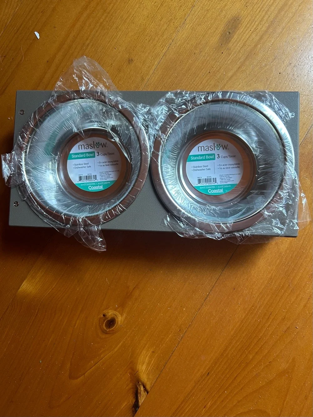 maslow Stainless Steel Double Pet Bowl Set with Gray Stand